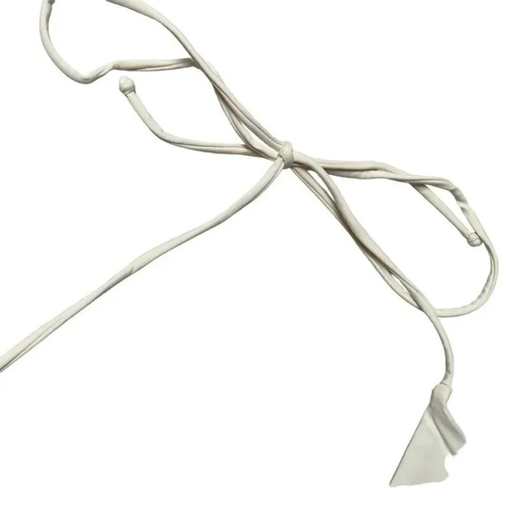 NWT Good American Tiny Ties Triangle Bikini Top Ivory 001 L Matte Swimwear - Picture 5 of 9